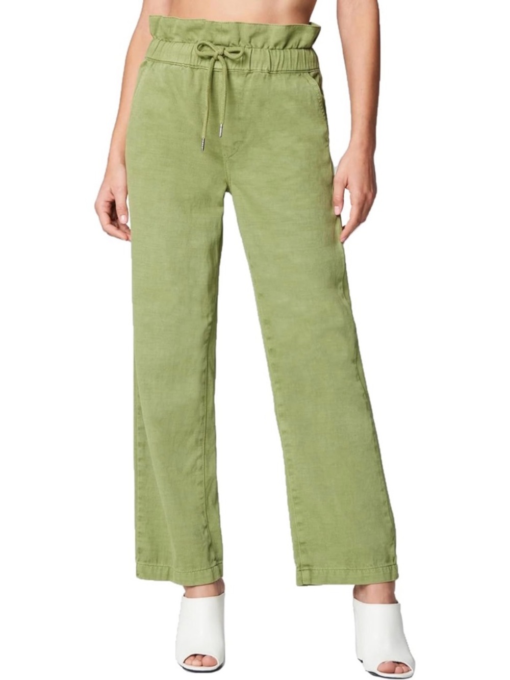BLANKNYC Wide-Leg Paperbag High Waist Pants - Olive Green